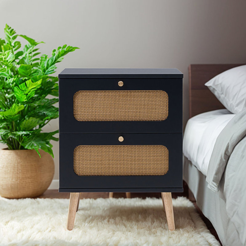 2-Drawers  Rattan Nightstand
