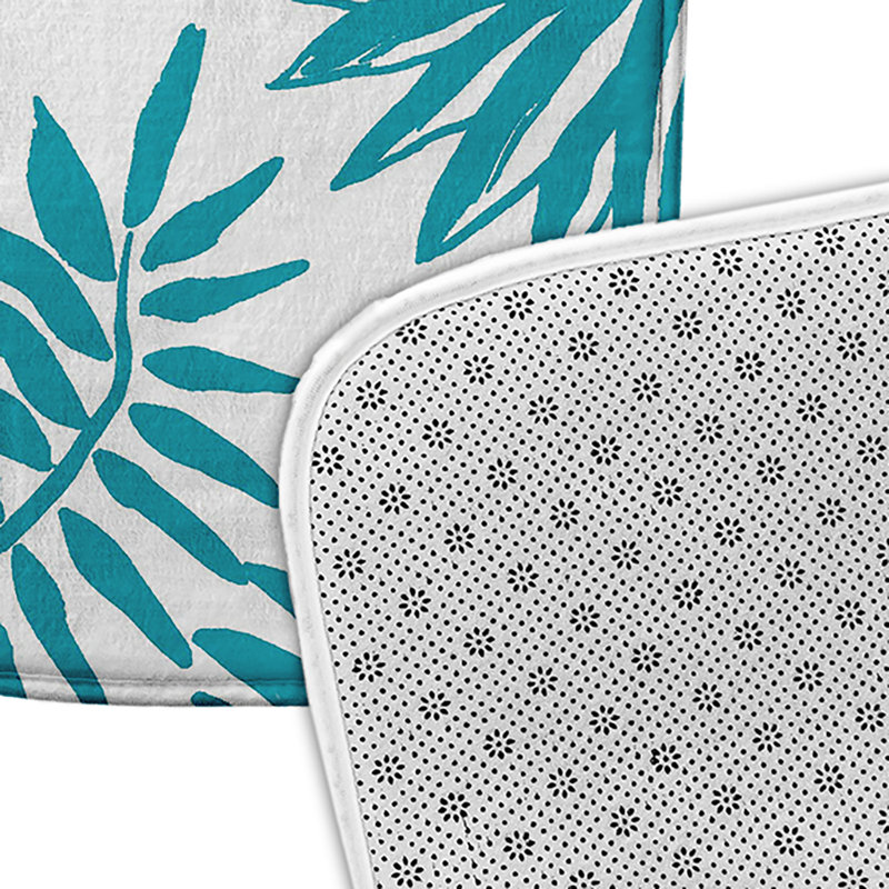 Tapis de bain Mango Pineapple Leaves, L 17 po x L 24 po, Bleu
