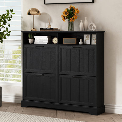 Armoire de rangement pour chaussures 24 paires avec 4 tiroirs rabattables