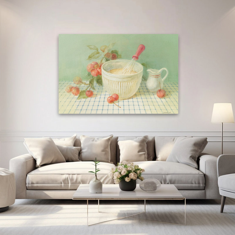 Cuisine rétro et rétro avec des cerises, H 60 po x l 40 po