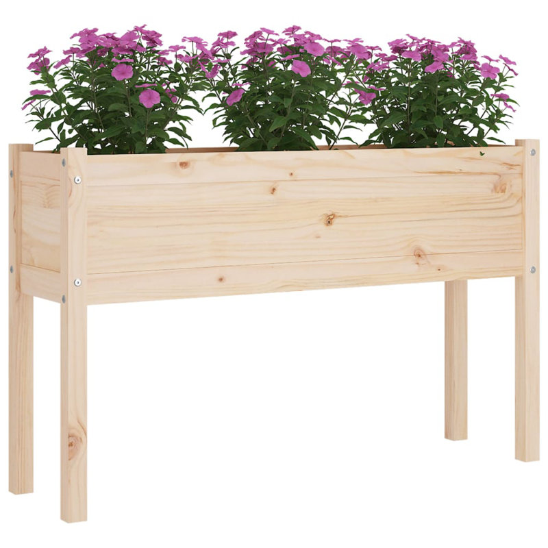 Wood Pot Planter, Brown, 27.6" H x 43.3" W x 12.2" D