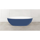 Barcelona 70.875" x 34.125" Freestanding Soaking Bathtub in Volcanic Limestone with Overflow Hole