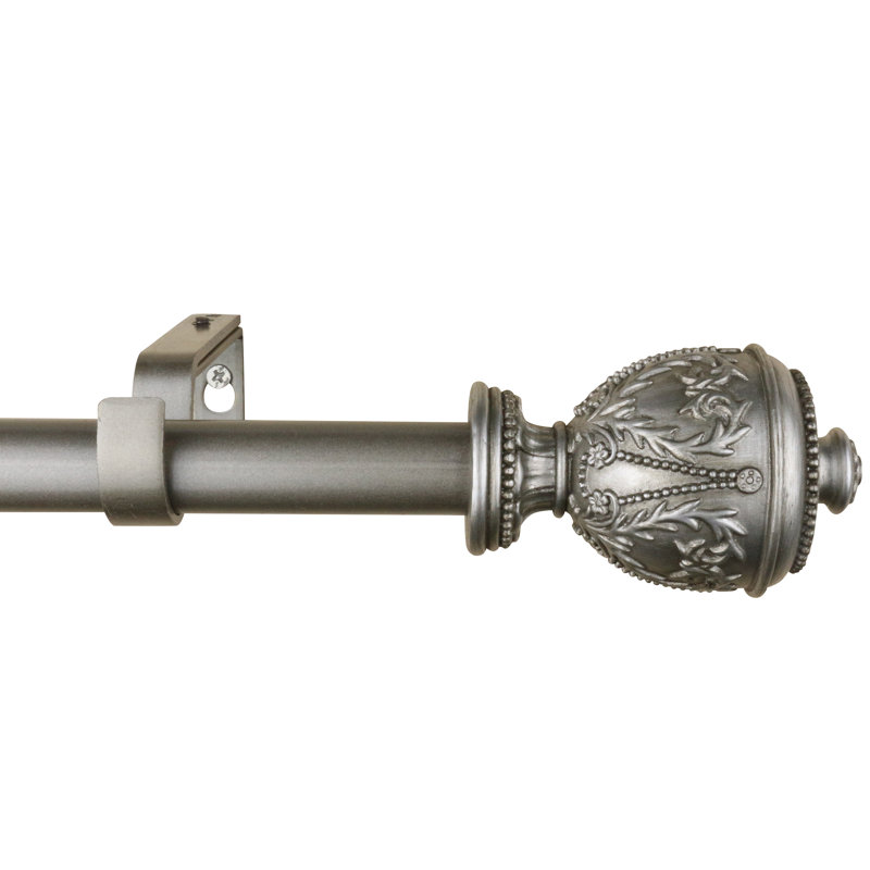 Tringle à rideaux simple Meridan Grecian Urn, De 28 po à 48 po de largeur, Étain