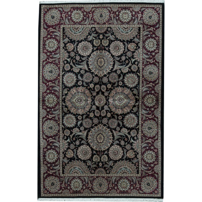 Tapis oriental noir / vin en laine noué à la main Manchuria