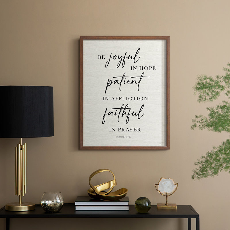 «Be Joyful in Hope», reproduction encadrée - bois massif, Noyer, H 11 po x l 9 po