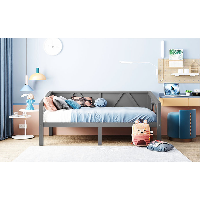 Twin Grey Daybed With Modern And Timeless Elegance, Dual - Use As Or Bed, Strong Pine Legs, Space Saving Under Bed Area. 79.5" X 42.3" 34.7", Slats For Support Size Elegant Look Multi Function, Solid