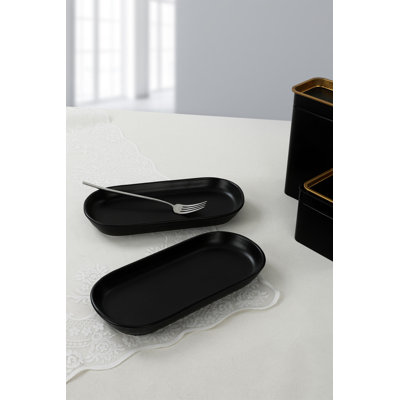 Elegant Ceramic Platter Set, Matte Black, 10.2 x 4.8 x 1.2 inches | 100% Antibacterial, Thermal Shock Resistant, Easy Cleaning | Dishwasher & Microwave Safe, Perfect for Stylish Entertaining