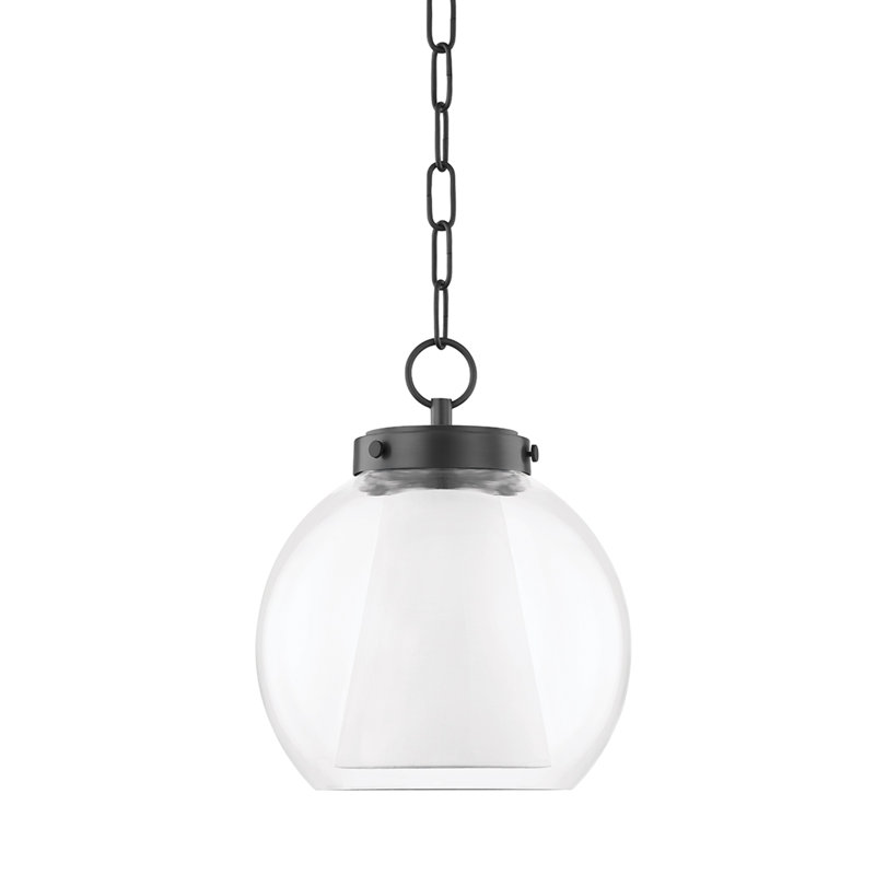 Luminaire suspendu en forme de dôme à 1 lumière Dunwell, Laiton vieilli, H 12 po x l 10 po x P 10 po