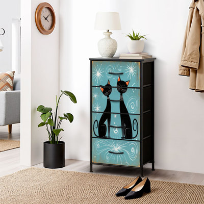 Commode pour commode de chambre à coucher pour commode Mid Century Atomictarburst Black Cat