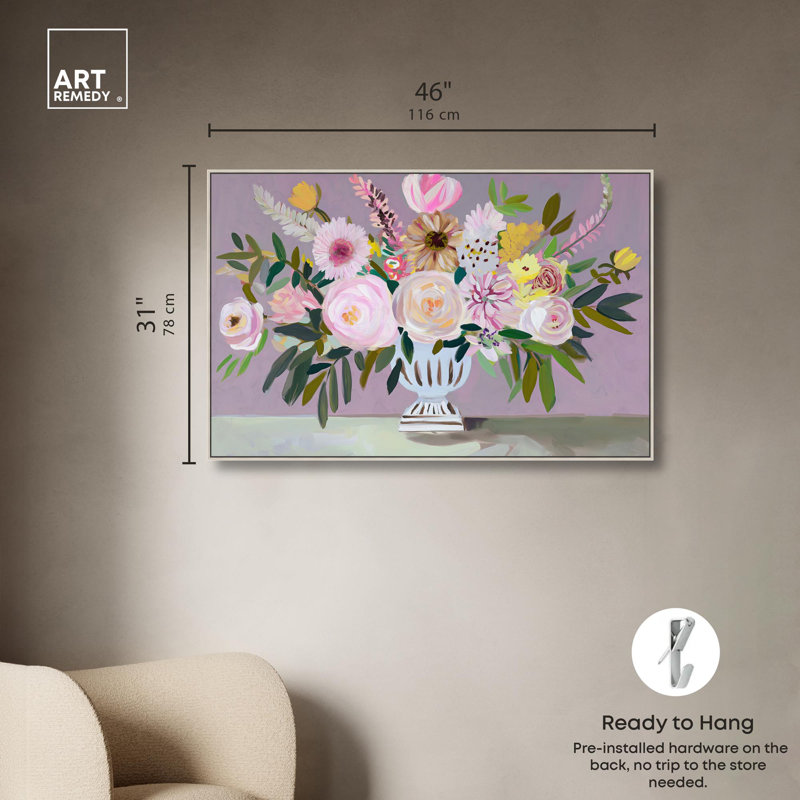 «Lilas Antrobouquet», reproduction d'art sur toile par Art Remedy, 30" H x 45" W, Cadre argenté