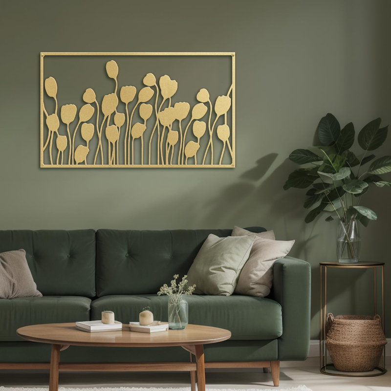 Décoration murale en métal, H 15 po x l 30 po x P 0,05 po, Or