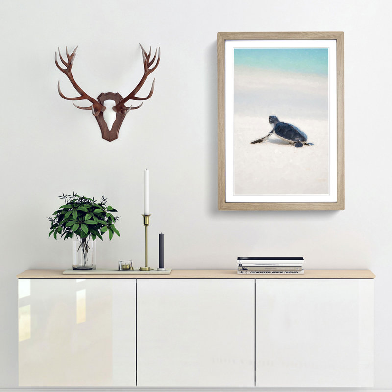 New Born Sea Turtle in Abstract - Picture Frame Graphic Art Print, 36cm H x 27cm W x 2cm D, Oak Framed
