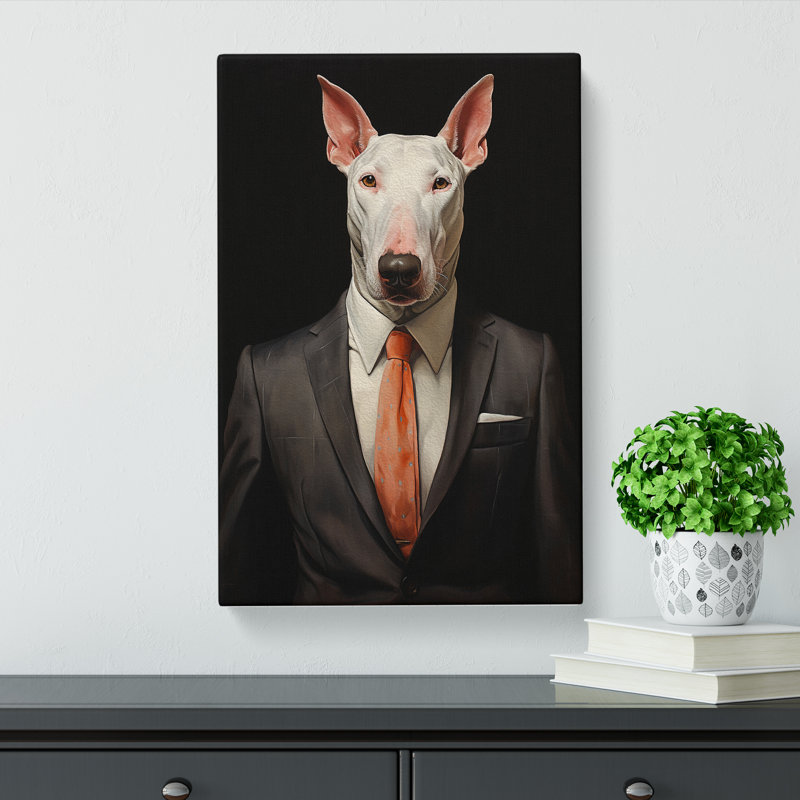 English Bull Terrier in a Suit Painting No.2 - Wrapped Canvas, 76cm H x 50cm W x 3cm D