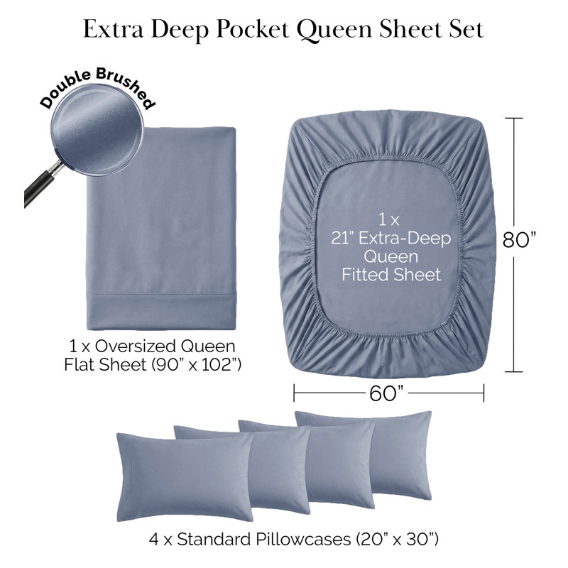 Vilano Springs Extra Deep Pocket Sheet Set, 6-Piece Ultra Soft Microfiber Sheets and Pillow Cases, Wrinkle Resistant, Easy Care