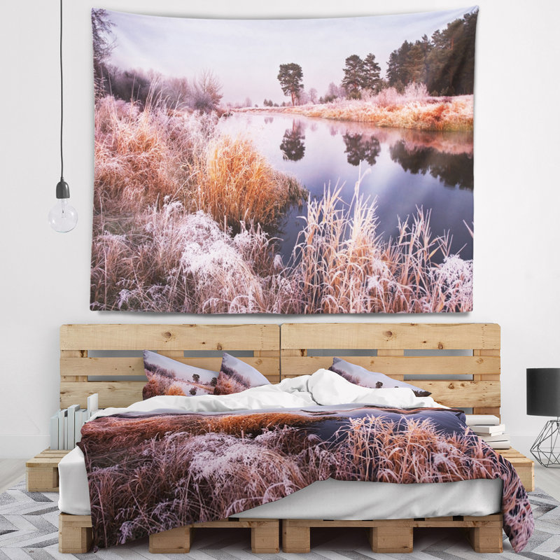 Paysage, fée d'automne, aube, tapisserie panoramique, H 32 po x l 39 po