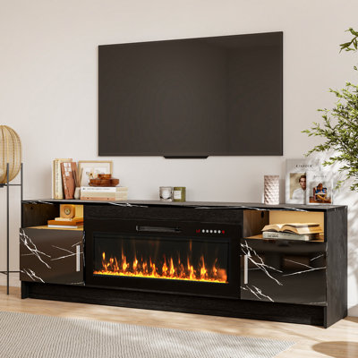  Ivy Bronx 70 Inch Marble Electric Fireplace Tv Stand