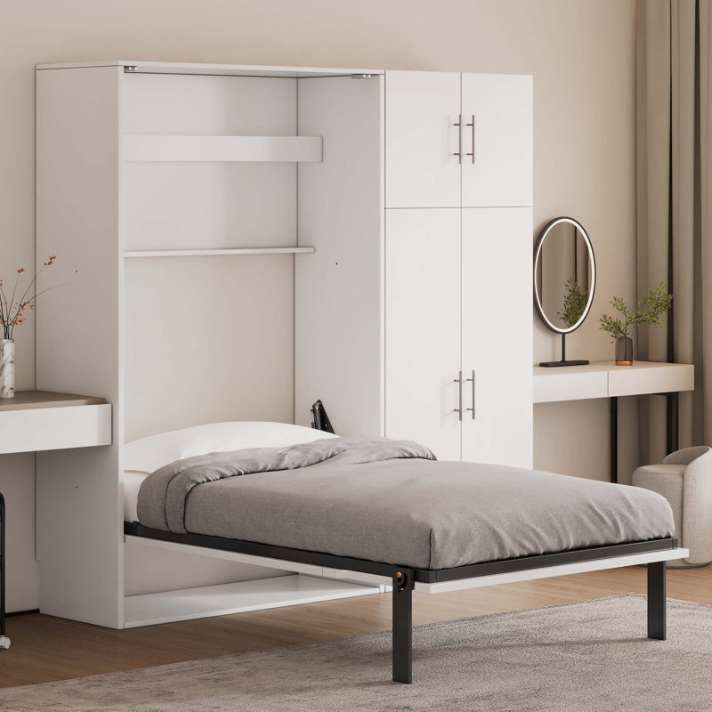 Lit escamotable Keiper avec casiers et armoires, Lit simple