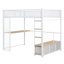 Lit de jeu en métal avec DEL, garde-robe ouverte et 3 tiroirs de rangement, pleine grandeur, bureau blanc - expérience fonctionnelle, qualité de vie