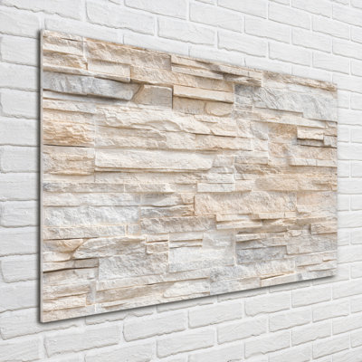 Glass Print Wall Art 100X70cm Image Printed On Glass Decorative Wall Picture Behind Toughened / Tempered Safety Real Glass For Kitchen & Living Room Theme:Brick Wall
