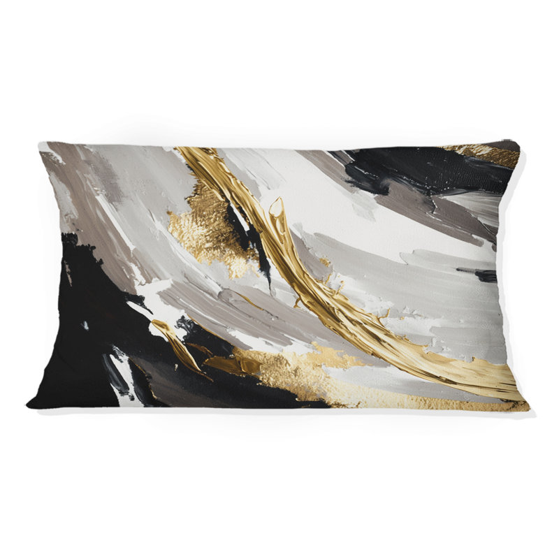 «Waves Of Midnight Passion Abstract Black Gold II», reproduction de peinture abstraite