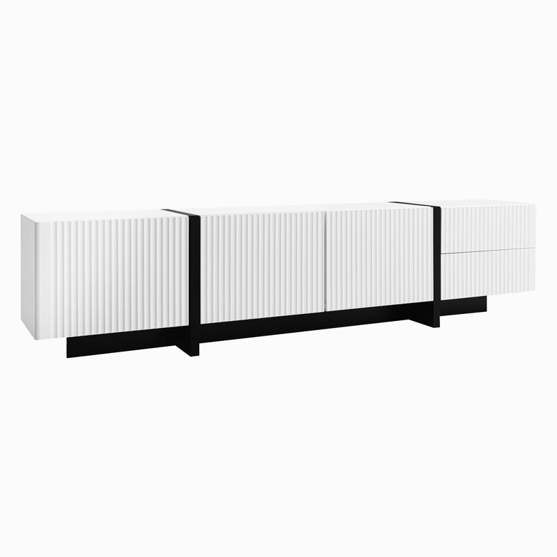 Unfinished TV Stand for TVs up to 85", White/Black
