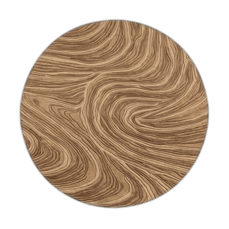 Tapis d'intérieur et d'extérieur brun Nature, Rond 5 pi