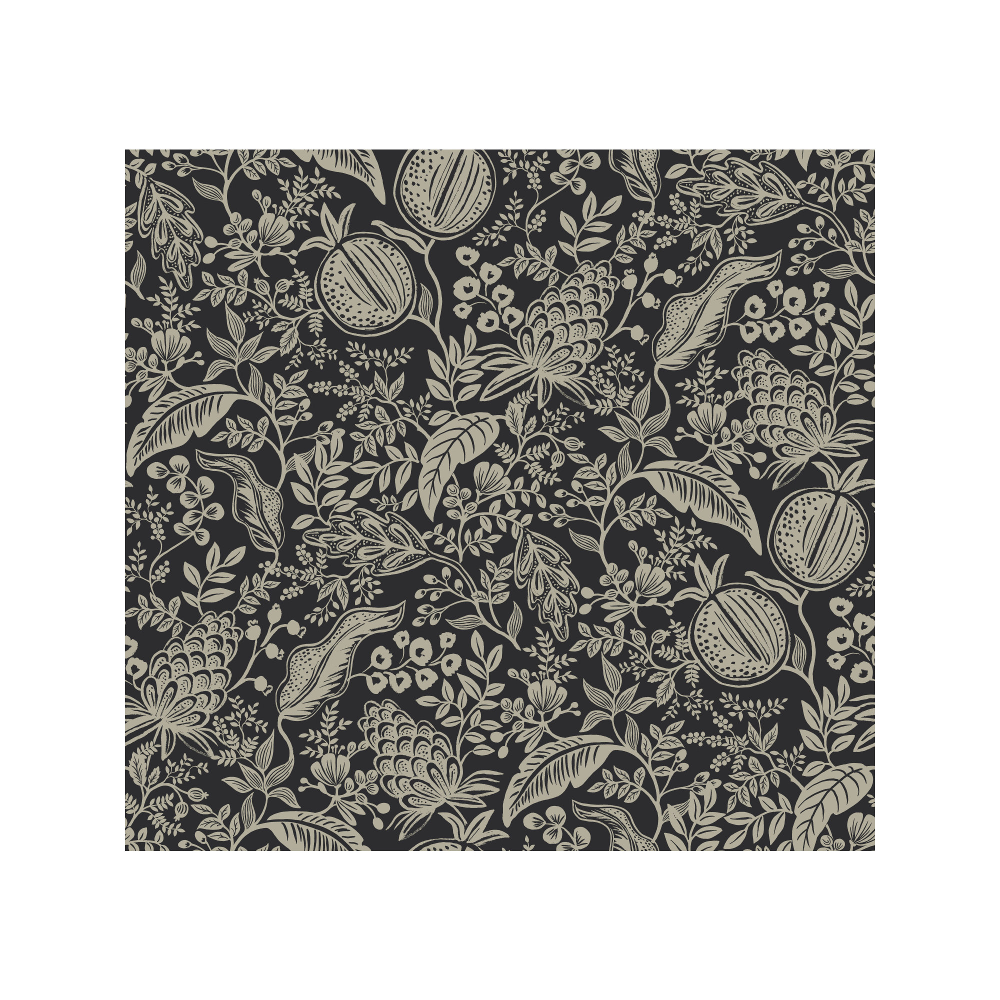 Rifle Paper Co. Pomegranate 27' L x 27" W Smooth Wallpaper Roll, Black/Linen