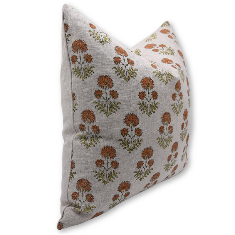 Housse de coussin à motif floral imprimé à la main Fab divine, 26 po x 26 po