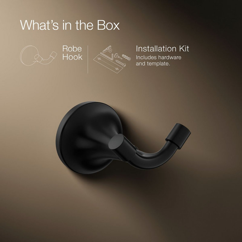 Tone Wall Mounted Robe Hook, Matte Black