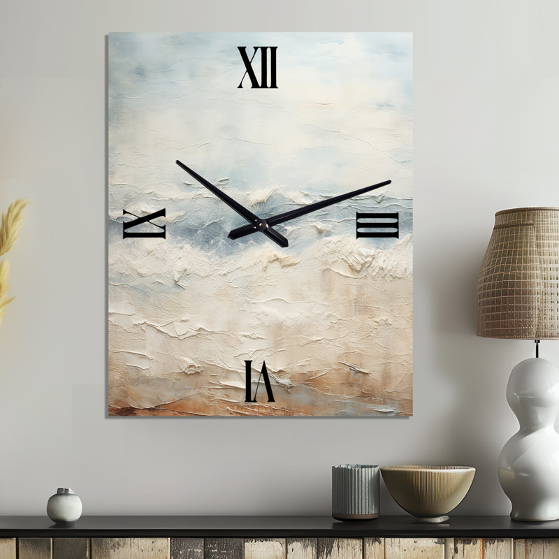 Horloge murale moderne en métal bord de mer beige et gris moderne, Grand