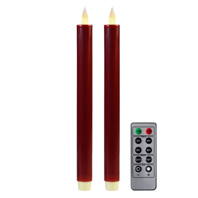 Bougies sans flamme scintillantes avec télécommande et minuterie, bougie de flamme en mouvement 3D à pile fonctionnant jusqu'à 400 heures, bougies de fenêtre de 9 pouces, (bourgogne)