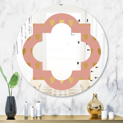 Gold Hearts On Pink Mirror