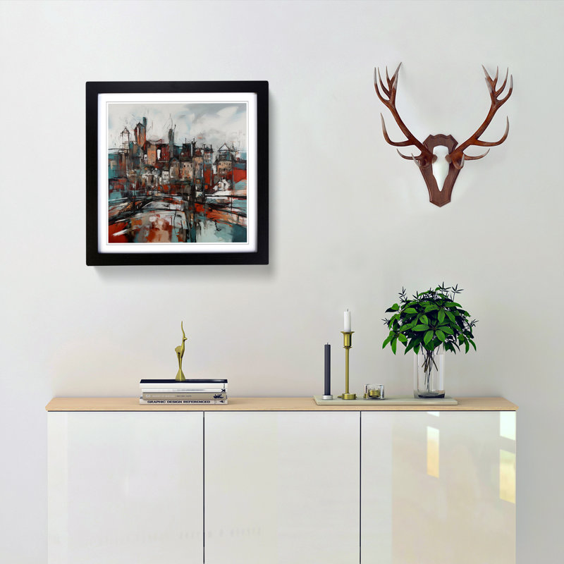 City Of Belfast Abstract Expressionism No.3 - Framed Print, Black