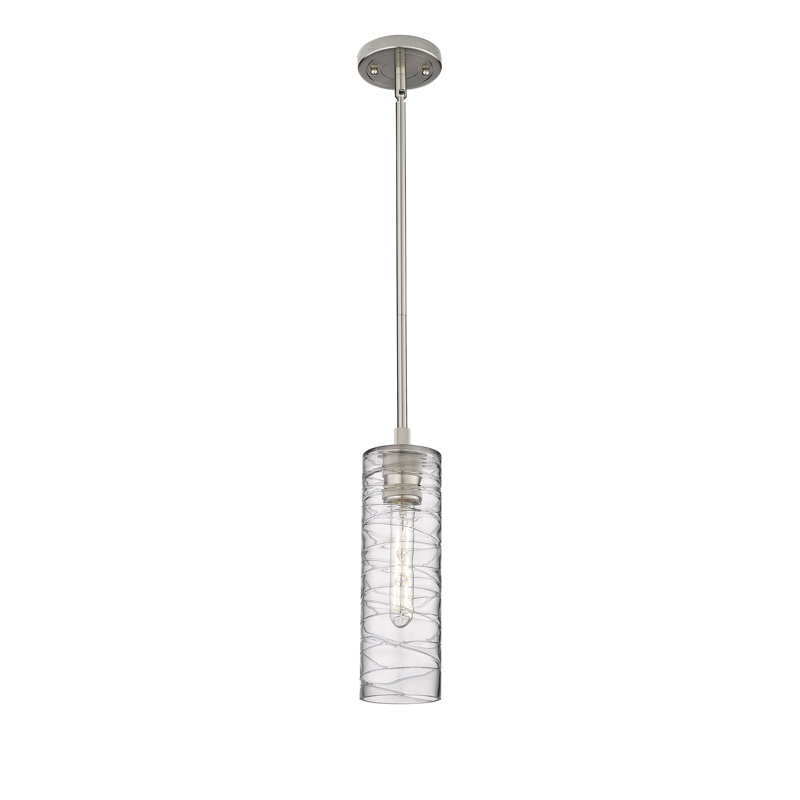 Luminaire suspendu 1 tige Crown Point, H 13,25 po x l 4,5 po x P 4,5 po, Tourbillon déco, Nickel satiné
