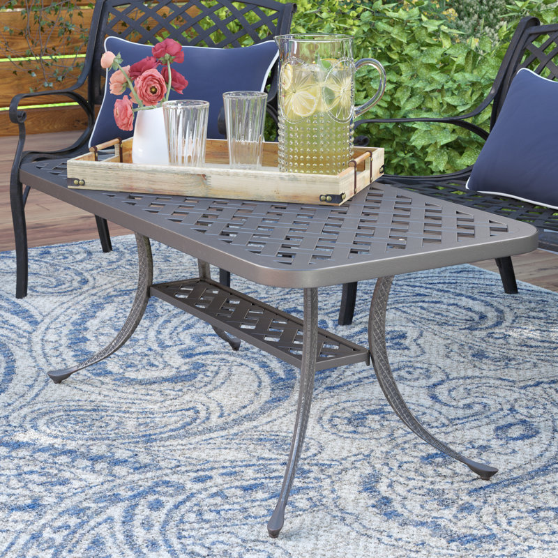 Nola Rectangular Metal Outdoor Coffee Table , in. W in. D, 42" L x 21" W