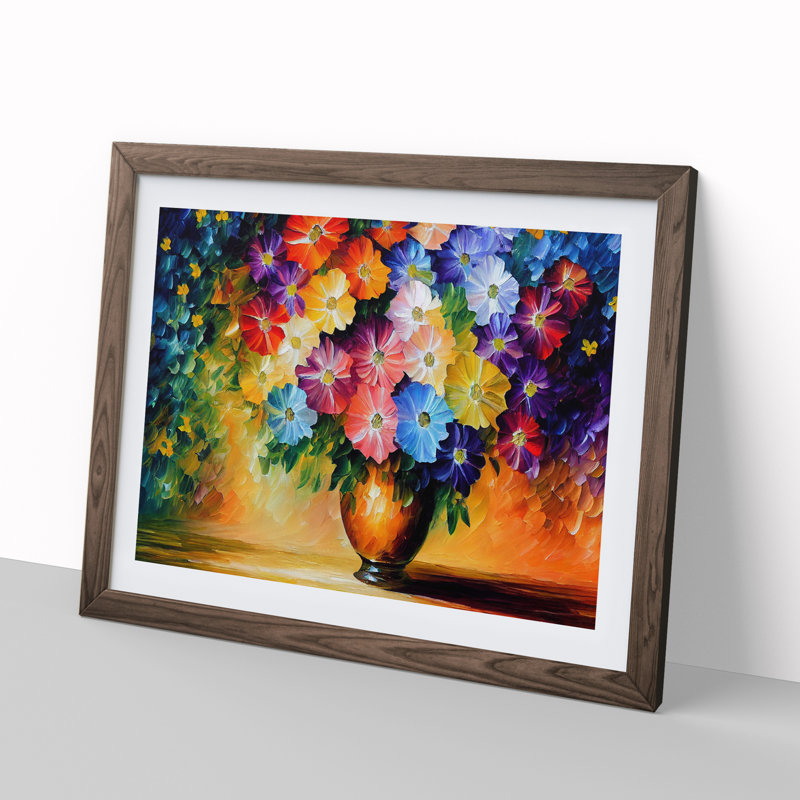 Mixed Flowers - Framed Print, 46cm H x 64cm W, Walnut Framed