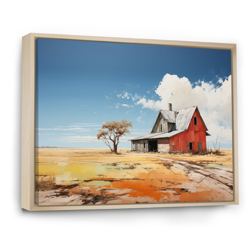 "Landscape Barns", impression sur toile encadrée, H 30 po x l 40 po x P 1,5 po, Cadre naturel flottant