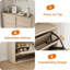 Shoe Cabinet with 4 Flip Drawers, Adjustable Shelves, Natural Wood Finish