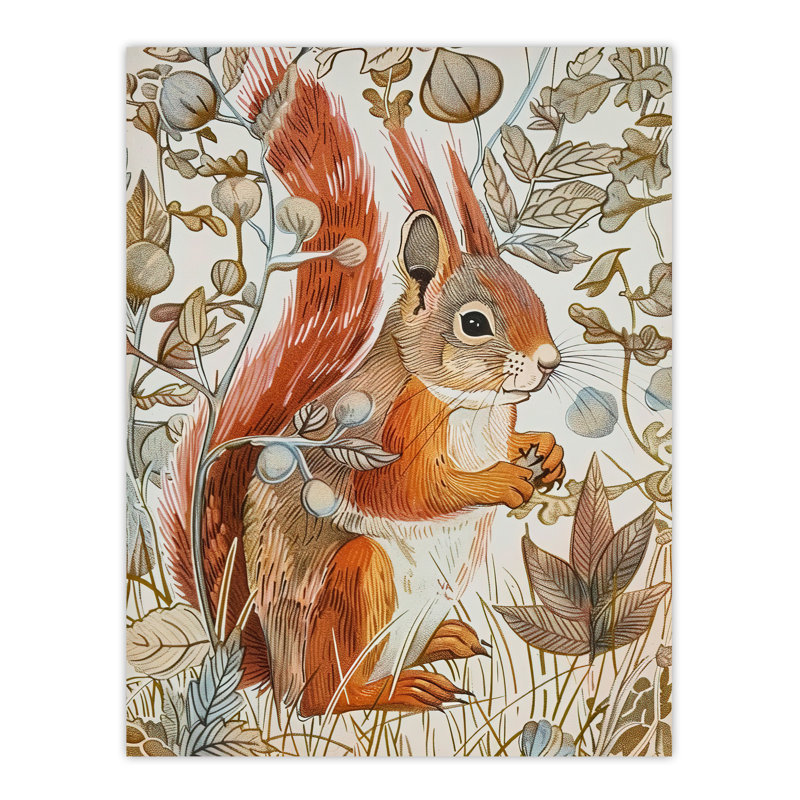 Squirrel Woodland Forest Floor Bright Wall Art Print