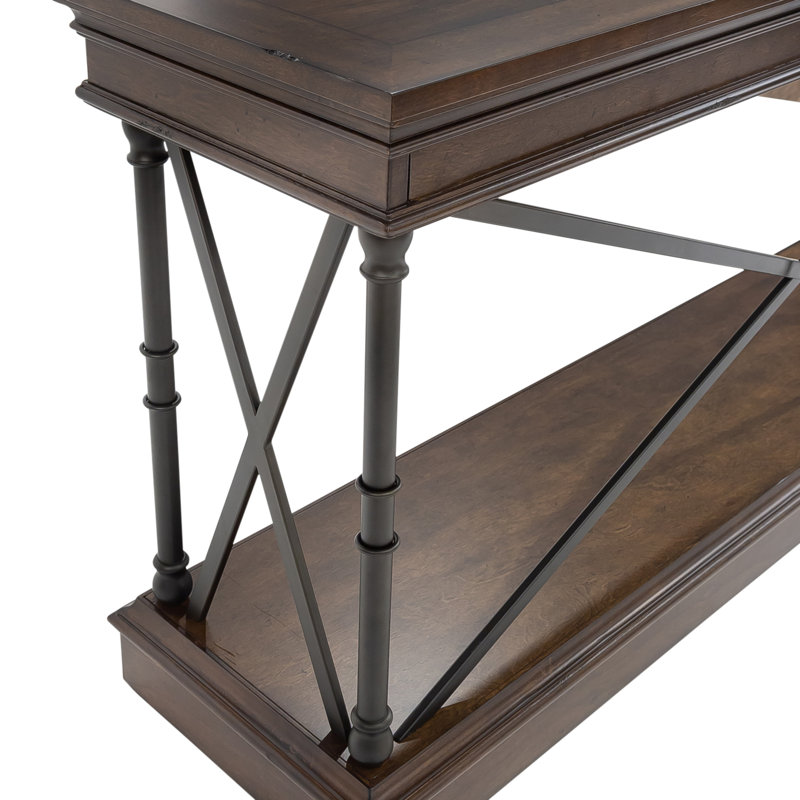 Abigaelle Console Bar Table w/ Walnut Inlay