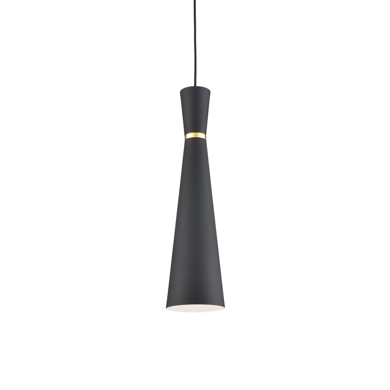 Luminaire suspendu conique simple Vanderbilt, Noir / or, Noir / or