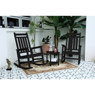 3 Rocking Chair With Side Table In Grey - Materials, 380Lbs Capacity, 32.5"D X 25.9"W 41.7"H, All Weather Ergonomic , 300Lbs