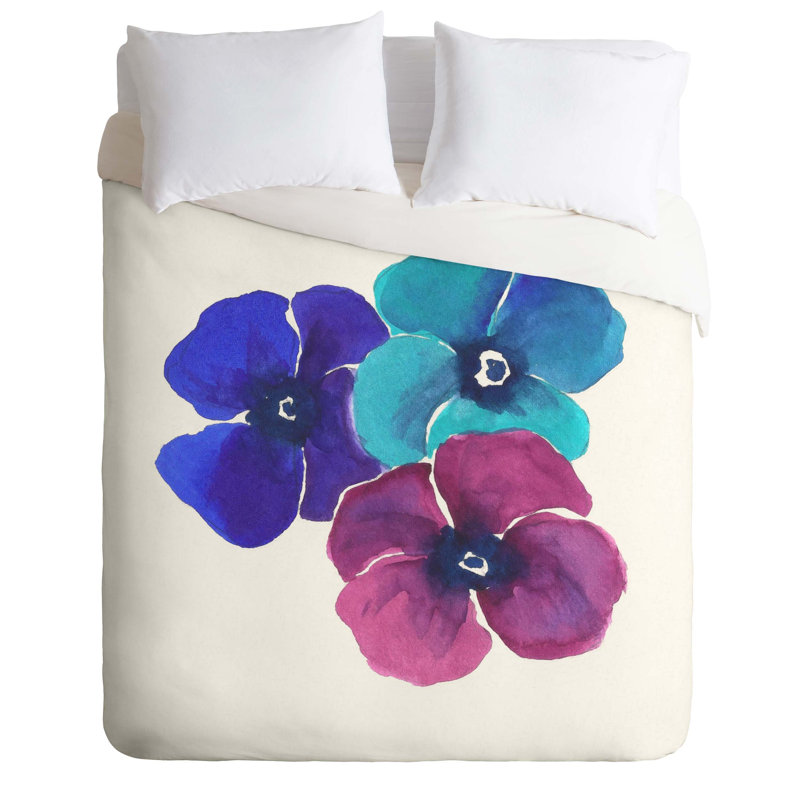 Housse de couette Pansies, Housse de couette simple / simple TG et 1 taie dé, Pièce unique