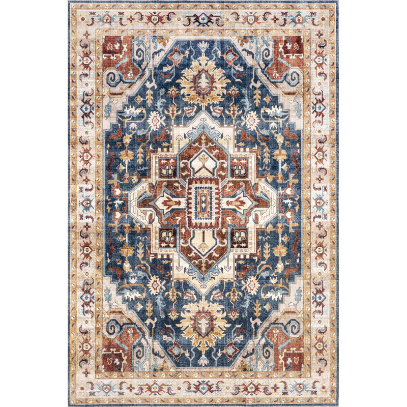  Sasha SpinClean Machine Washable Medallion Area Rug, Rectangle 5' x 8'
