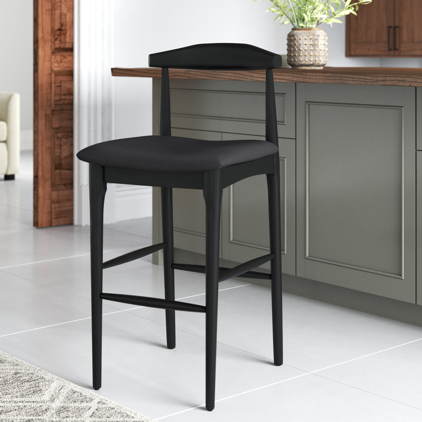 Hank Counter/Bar Stool, Black, Black, Bar Stool (29.6" Seat Height)