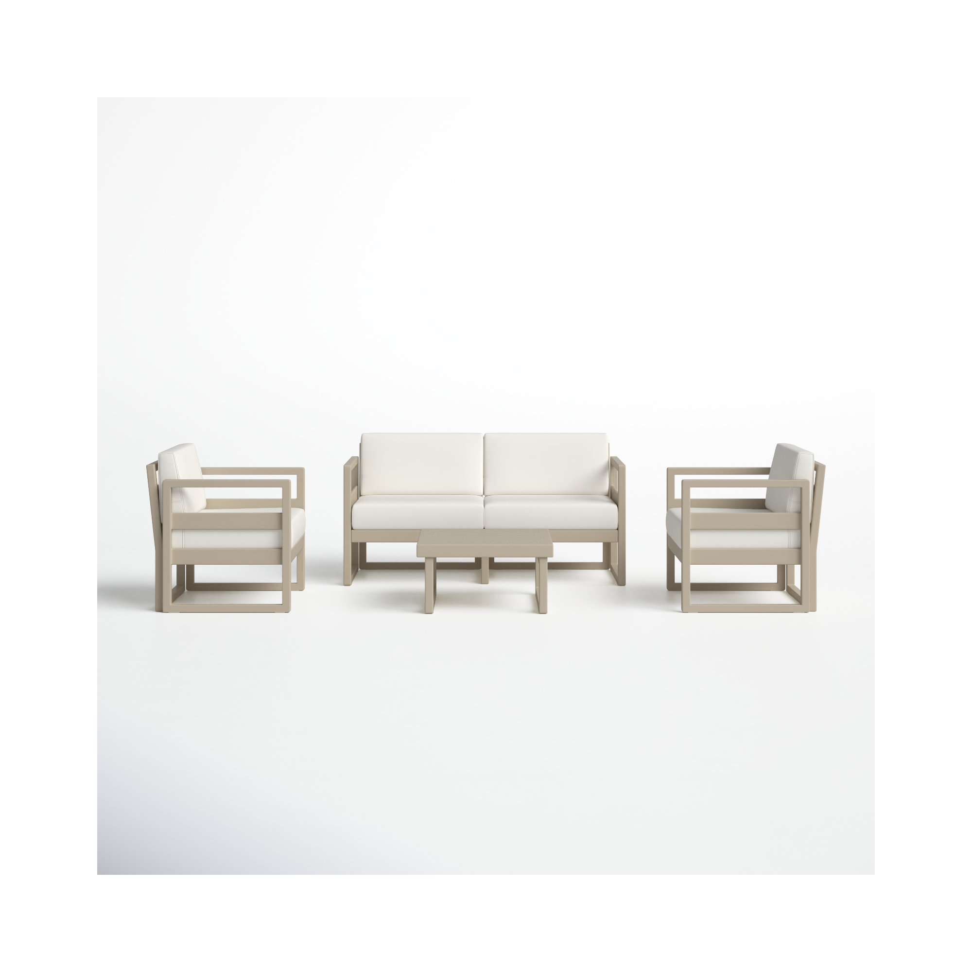 Lane 4 - Person Patio Conversation Set with Cushions, Taupe, Natural