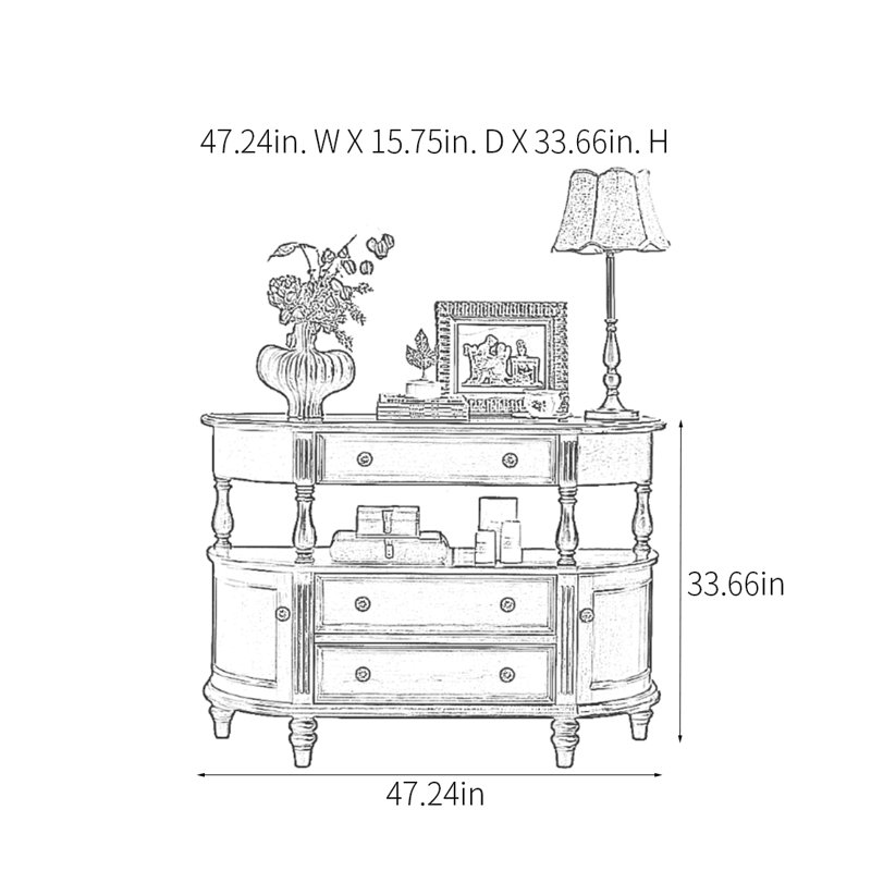 Retro Luxury Multifunctional Console Table, Black