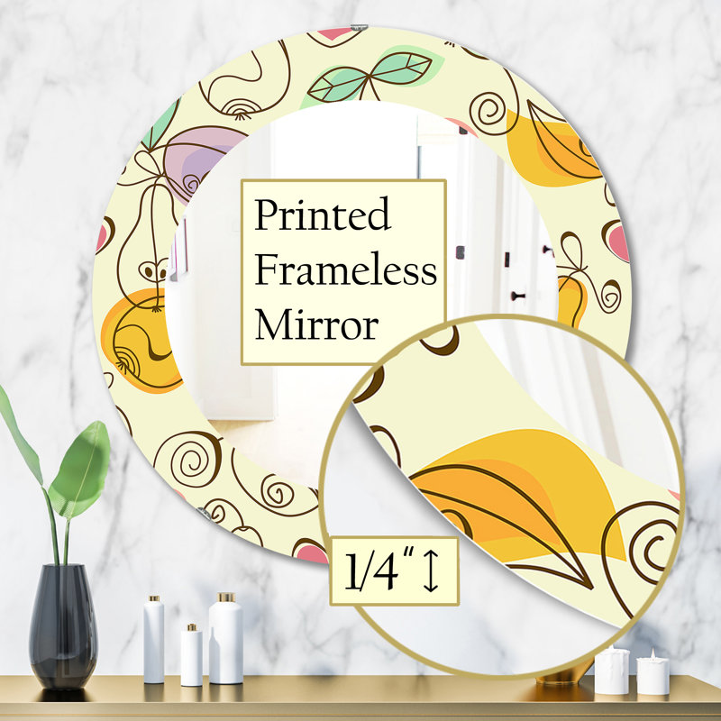 Poires et cerises pommes - miroir bohémien et éclectique, H 31,5 po x l po