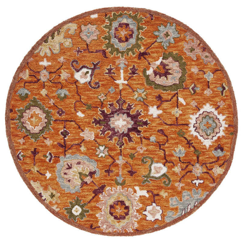 Vahakn Hand Woven Wool and Cotton Area Rug , Round 5'