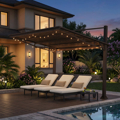Domi 8x10 FT Hardtop Gazebo, Freestanding or Wall Mounted Metal Pergola